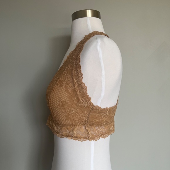 Savage X Fenty Floral Lace Racerback Unlined Wireless Beige Tan Bralette 1X - Picture 7 of 11